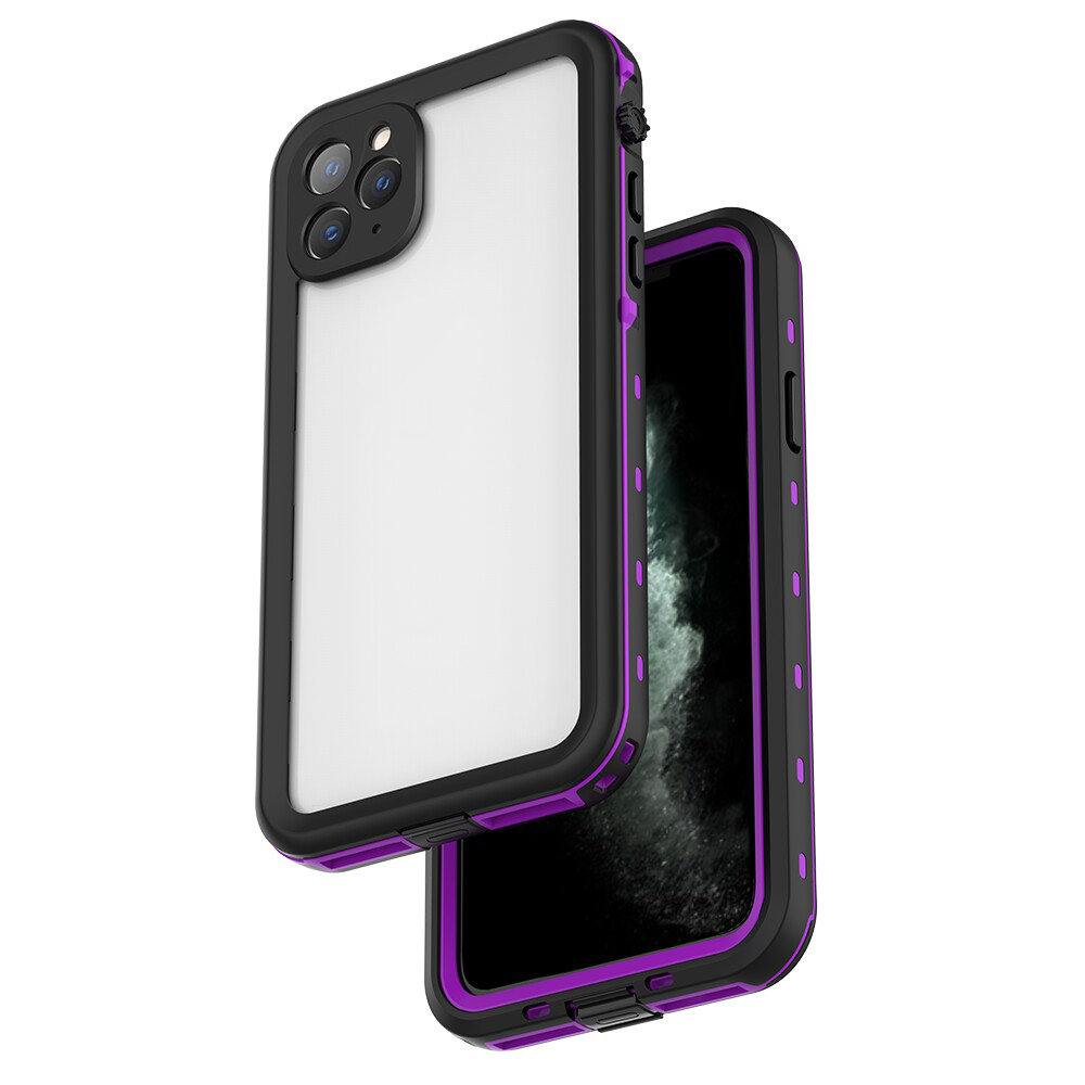 

REDPEPPER Dot+ Series IP68 Waterproof Phone Covering [Transparent Back] for iPhone 11 Pro Max 6.5 inch - Black / Purple, iPhone 11 Pro Max 6.5 inch