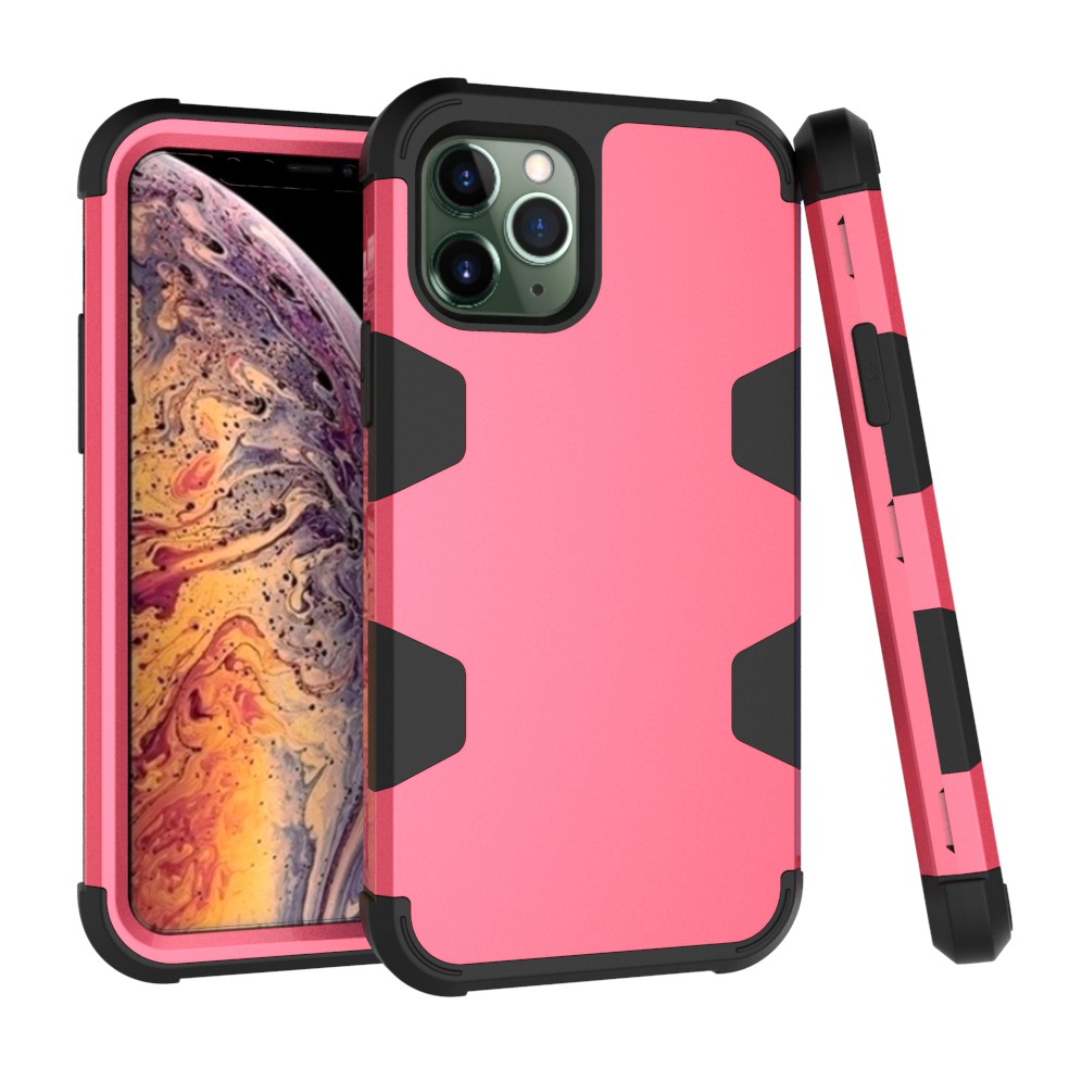 

Anti-dust Stylish Silicone + PC Combo Back Case for iPhone 11 Pro Max 6.5 inch - Black / Rose, iPhone 11 Pro Max 6.5 inch