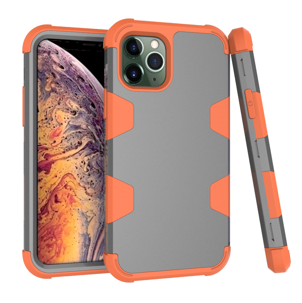 

Анти-пыль Стильный Силиконовый + ПК Комбо Обратный Чехол Для IPhone 11 Pro Max 6,5 Дюйма - Апельсин / Серый, iPhone 11 Pro Max 6.5 inch