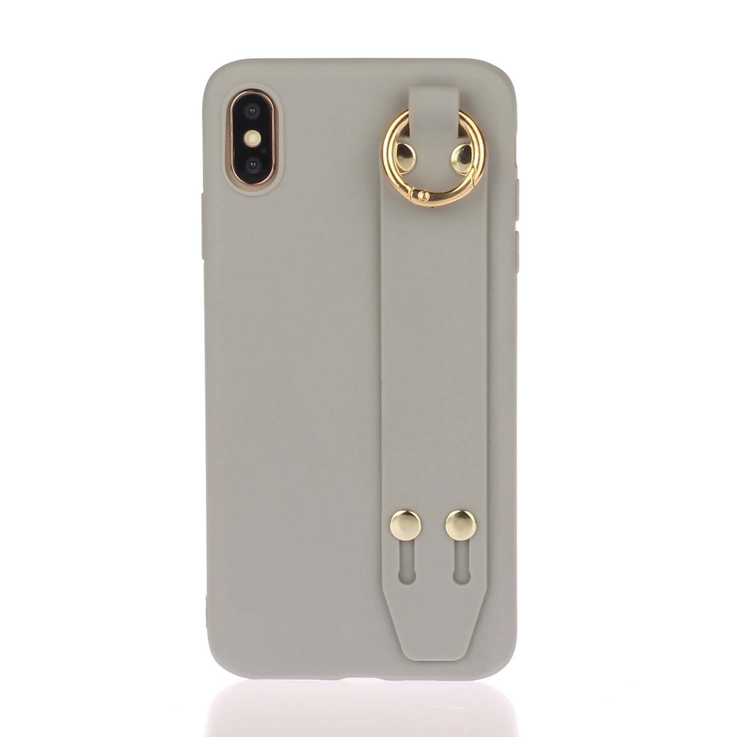 

Matte Hand Strap Stand TPU Protective Phone Case for iPhone XS Max 6.5-inch - Grey, iPhone XS Max 6.5 inch