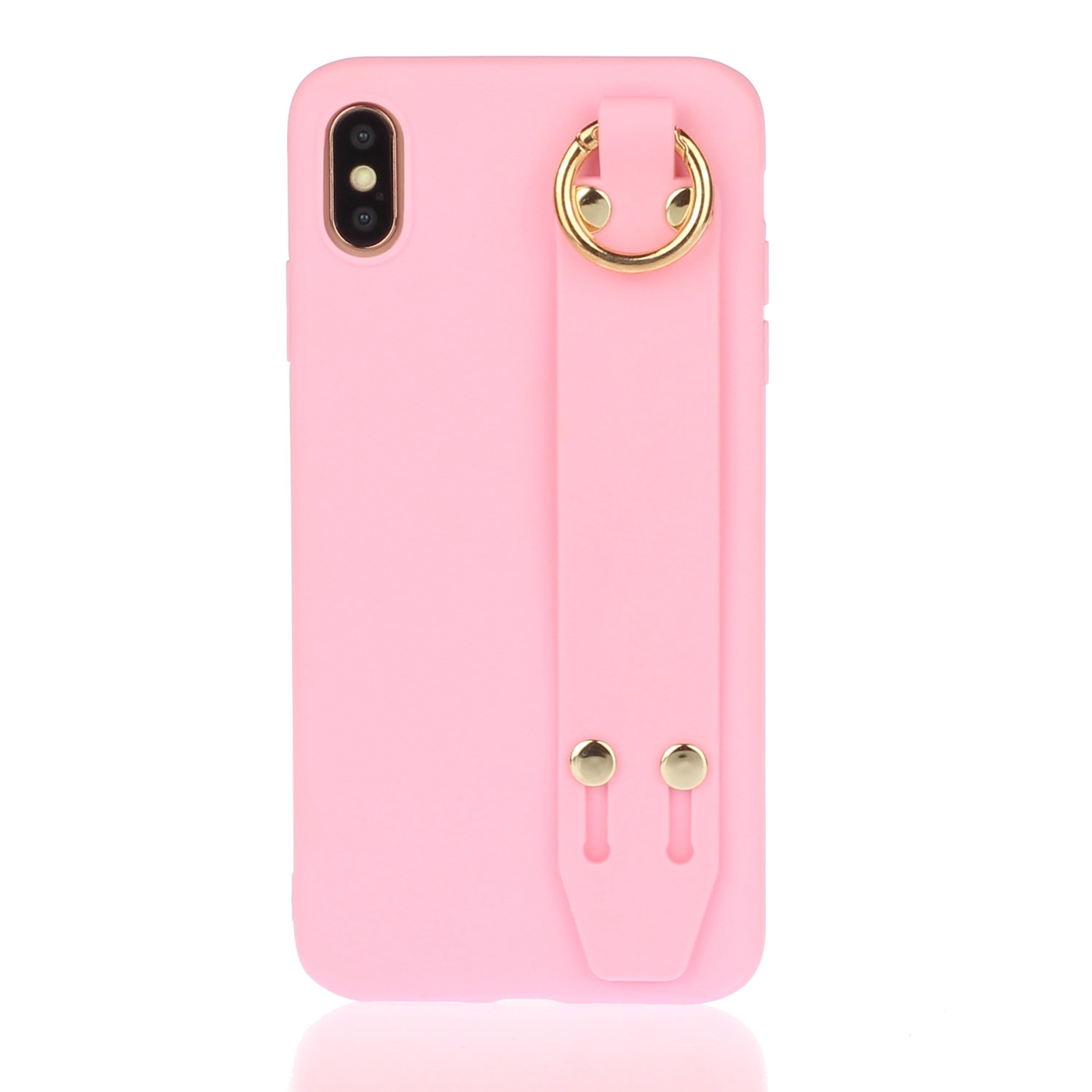 

Matte Hand Strap Stand TPU Protective Phone Case for iPhone XS Max 6.5-inch - Pink, iPhone XS Max 6.5 inch