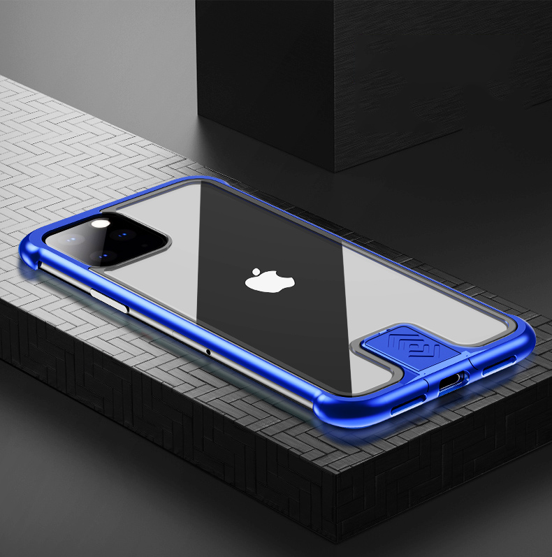 

Металлическая Рамка Серии LeShield + Чехол Для Телефона С Жестким Стеклом Для IPhone 11 Pro Max 6,5-дюймовый - Синий, iPhone 11 Pro Max 6.5 inch