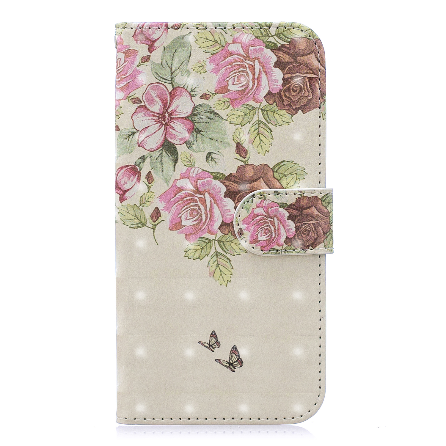 

Light Spot Decor Pattern Printing Wallet Leather Phone Cover for iPhone 11 Pro 5.8-inch - Pink and Red Flower, iPhone 11 Pro 5.8 inch