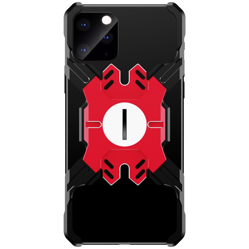 

Hero Series X-Shaped Metal Bumper with Kickstand Phone Shell for iPhone 11 Pro 5.8-inch - Black / Red, iPhone 11 Pro 5.8 inch