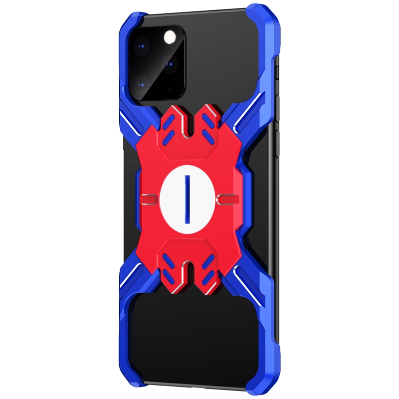 

Heroes Series Bumper Frame for iPhone 11 6.1 inch X-Shaped Metal Bumper Casing - Blue/Red, iPhone 11 6.1 inch