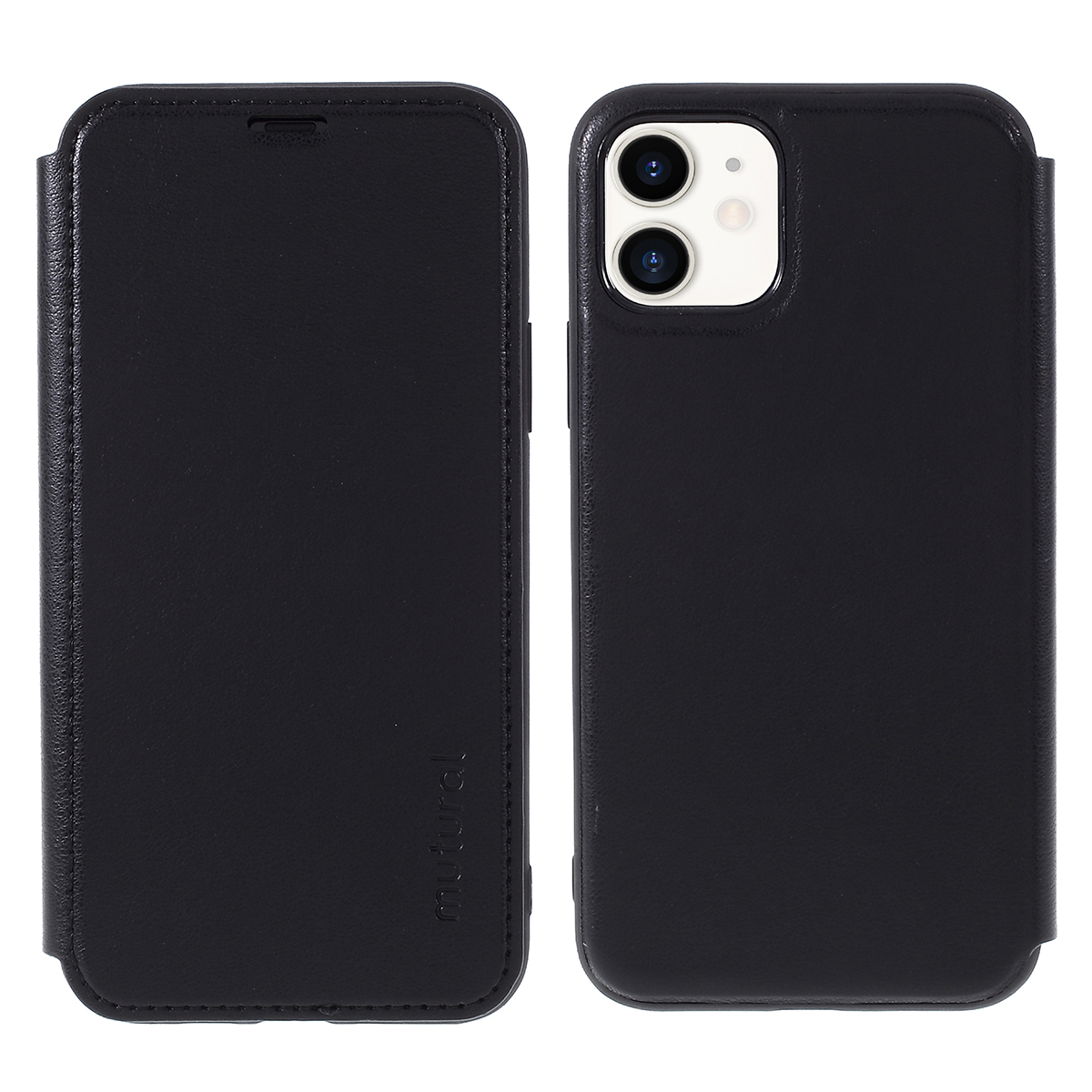 

MUTURAL PU Leather Coated Plastic Phone Casing for iPhone 11 6.1 inch (2019) - Black, iPhone 11 6.1 inch