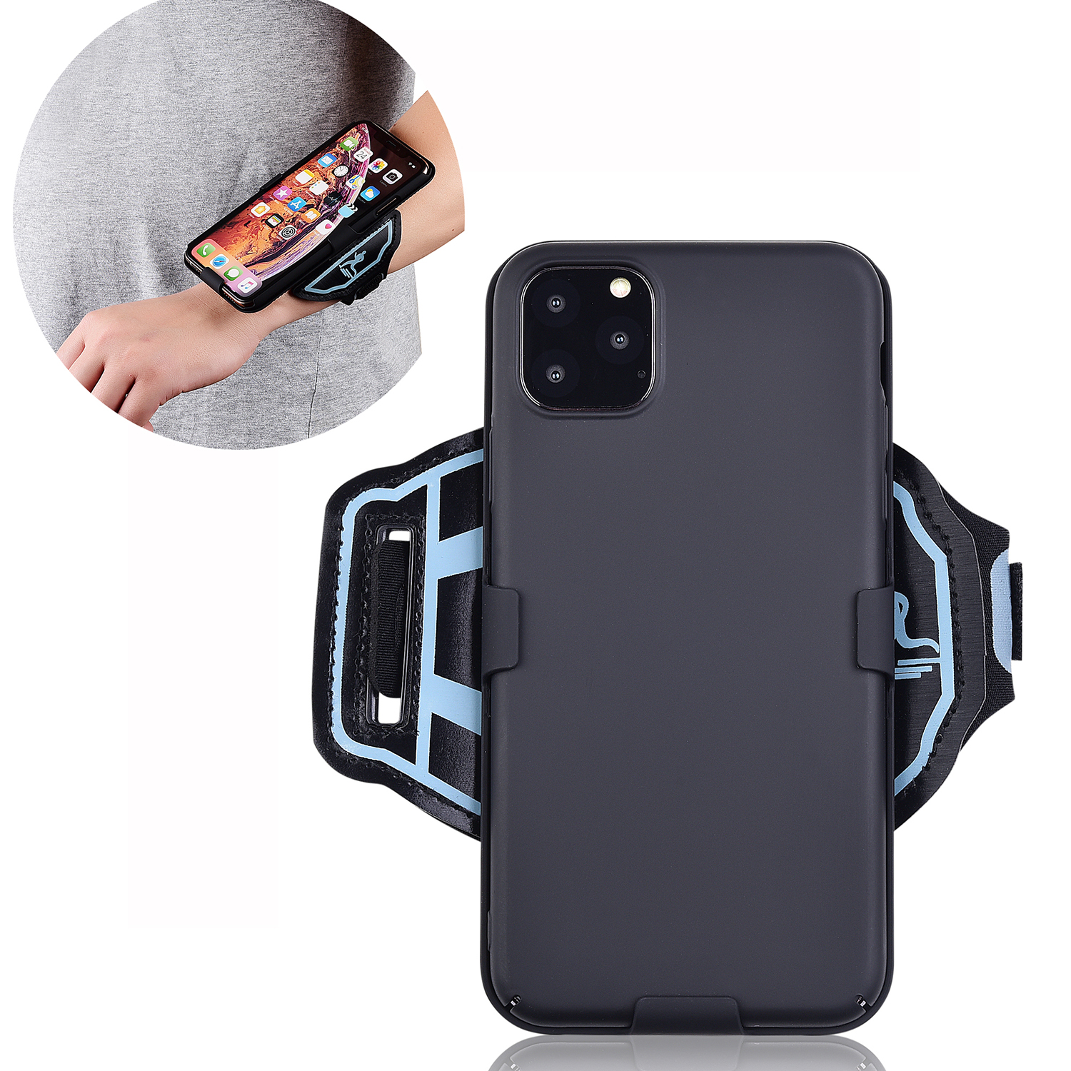 

Nylon Glossy Sport Wrist Band Case PC Shockproof Phone Shell with Kickstand for iPhone 11 Pro Max 6.5 inch (2019), iPhone 11 Pro Max 6.5 inch