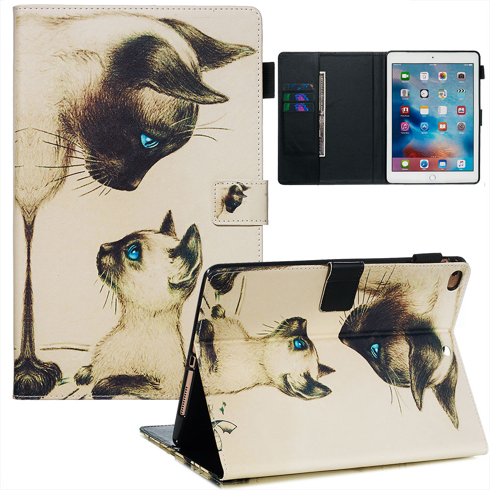 

Pattern Printing PU Leather Tablet Case [Wallet Stand] with Stylus Loop for iPad 9.7-inch (2018) (2017) / iPad Air 2 / iPad Air (2013) - Two Cats, iPad 9.7-inch (2018)