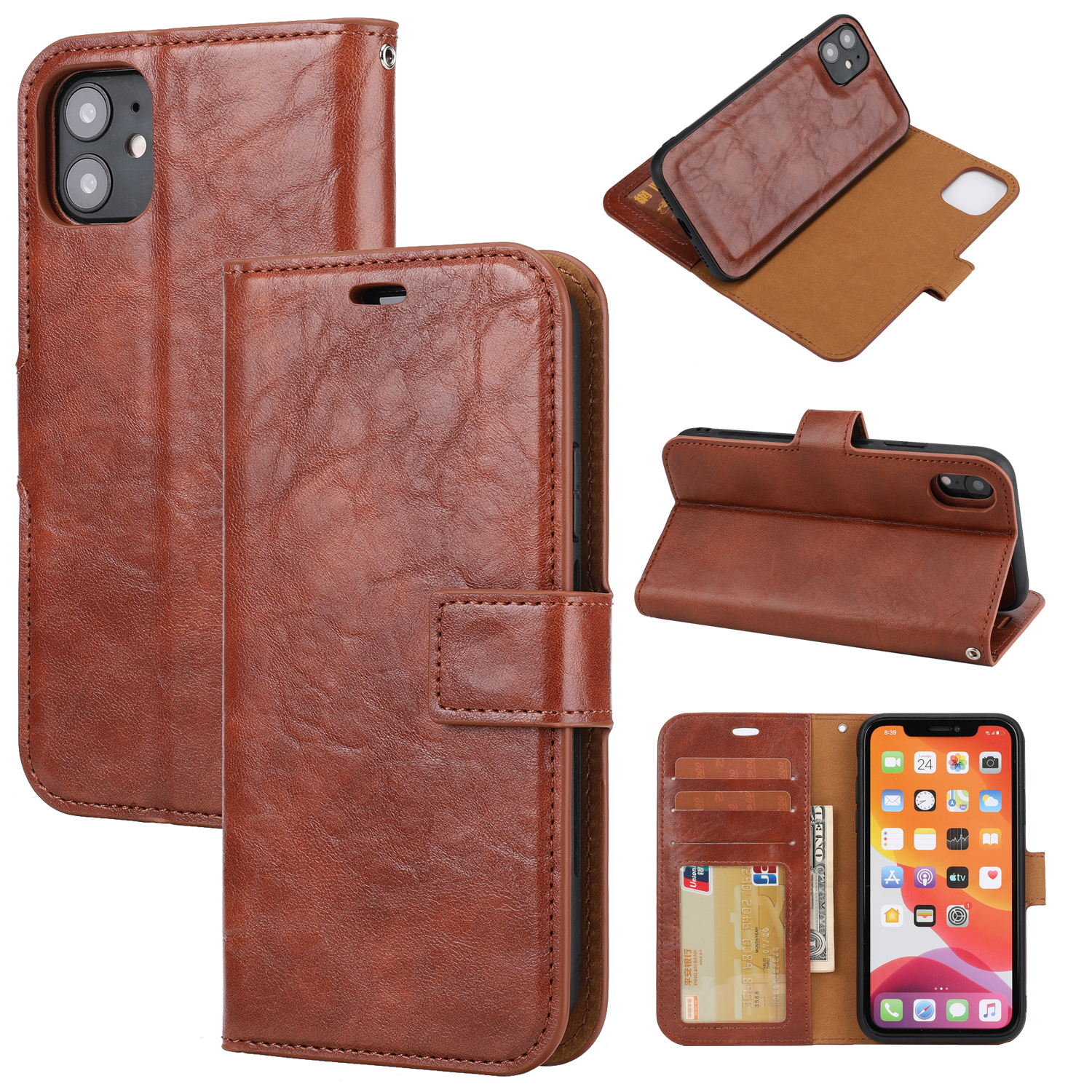 

Crazy Horse Skin Leather Cover for iPhone 11 6.1 inch - Brown, iPhone 11 6.1 inch