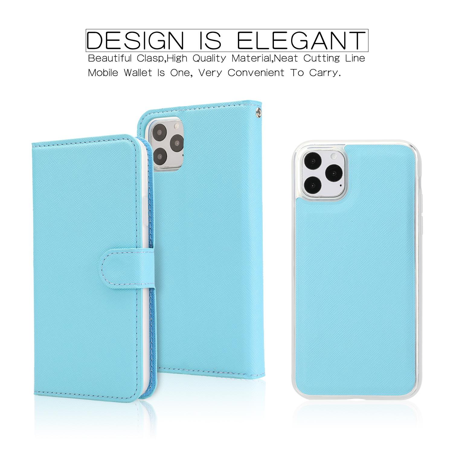 

Cross Leather Cover + Removable TPU Back Case for iPhone 11 Pro 5.8 inch - Blue, iPhone 11 Pro 5.8 inch