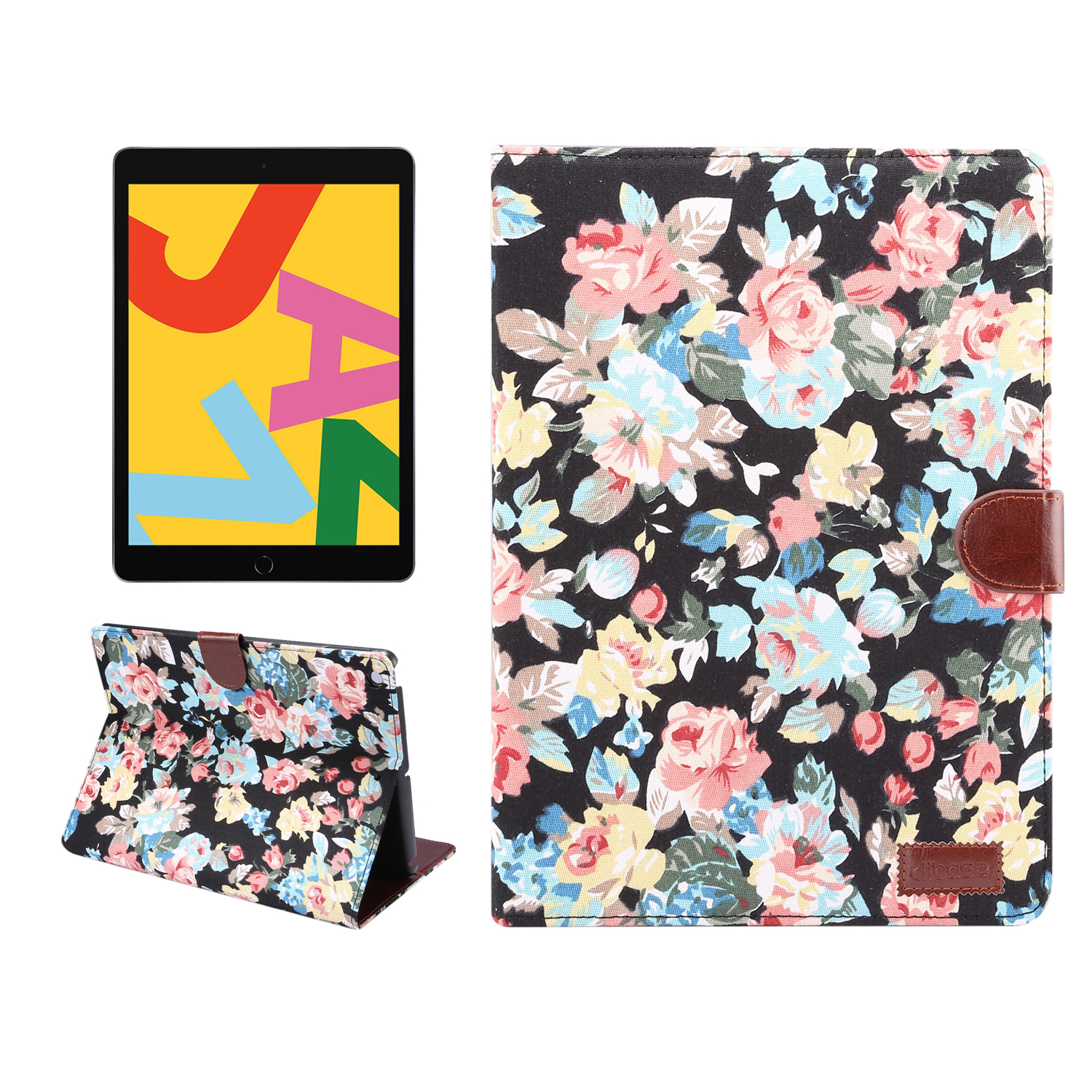 

Flower Cloth Skin PU Leather + PC Wallet Tablet Shell for iPad 10.2 (2021)/(2020)/(2019) - Black, iPad 10.2 (2020)