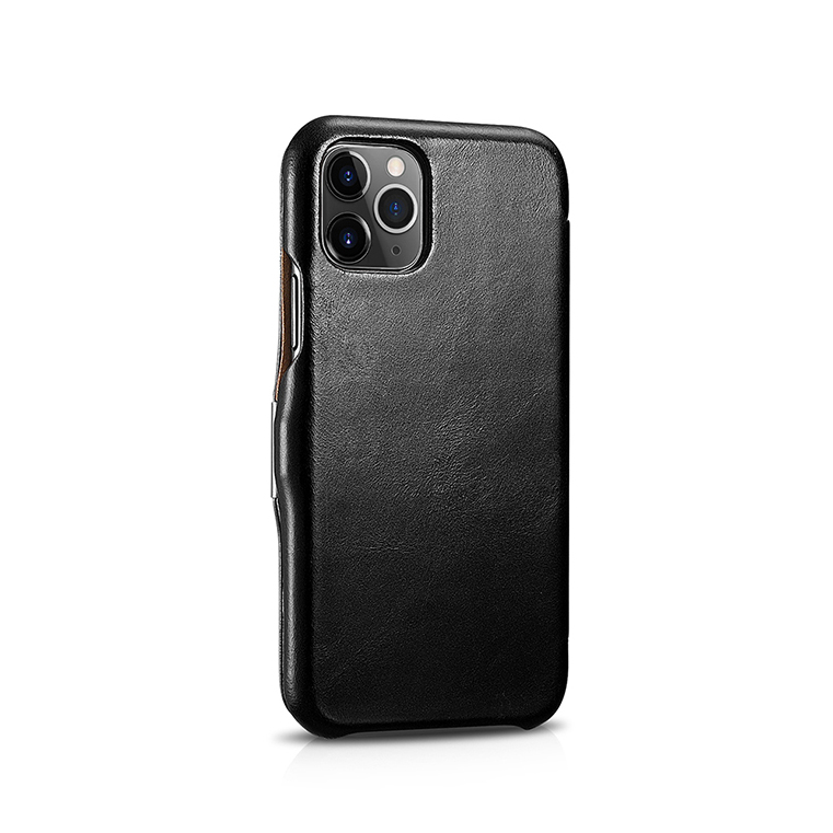 

ICARER Vintage Style Genuine Leather Folio Flip Phone Casing for iPhone 11 Pro 5.8-inch - Black, iPhone 11 Pro 5.8 inch