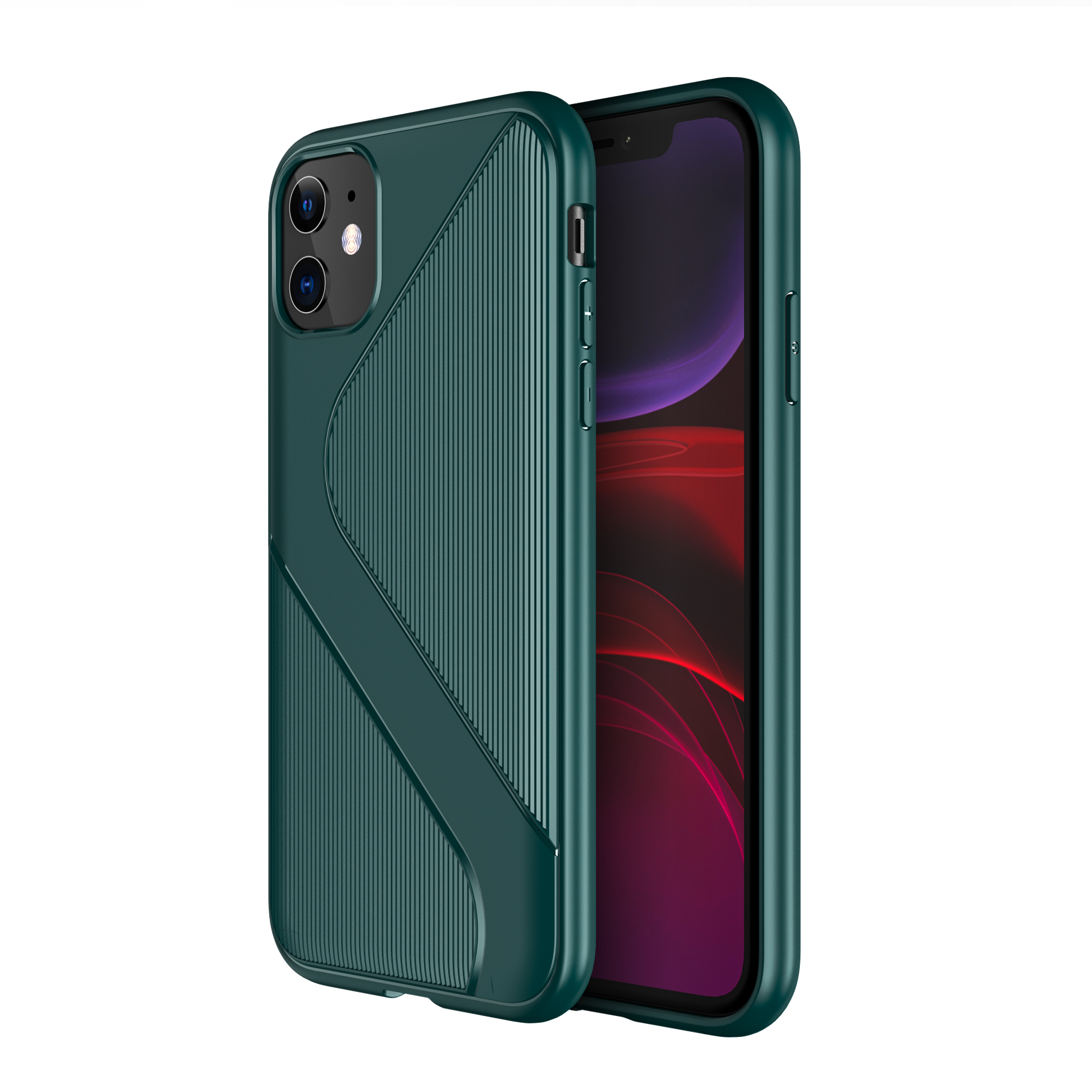 

S-образное Текстурированное Падкое Телекомнальство TPU Для Apple IPhone 11 6.1 Дюйма - Зеленый, iPhone 11 6.1 inch