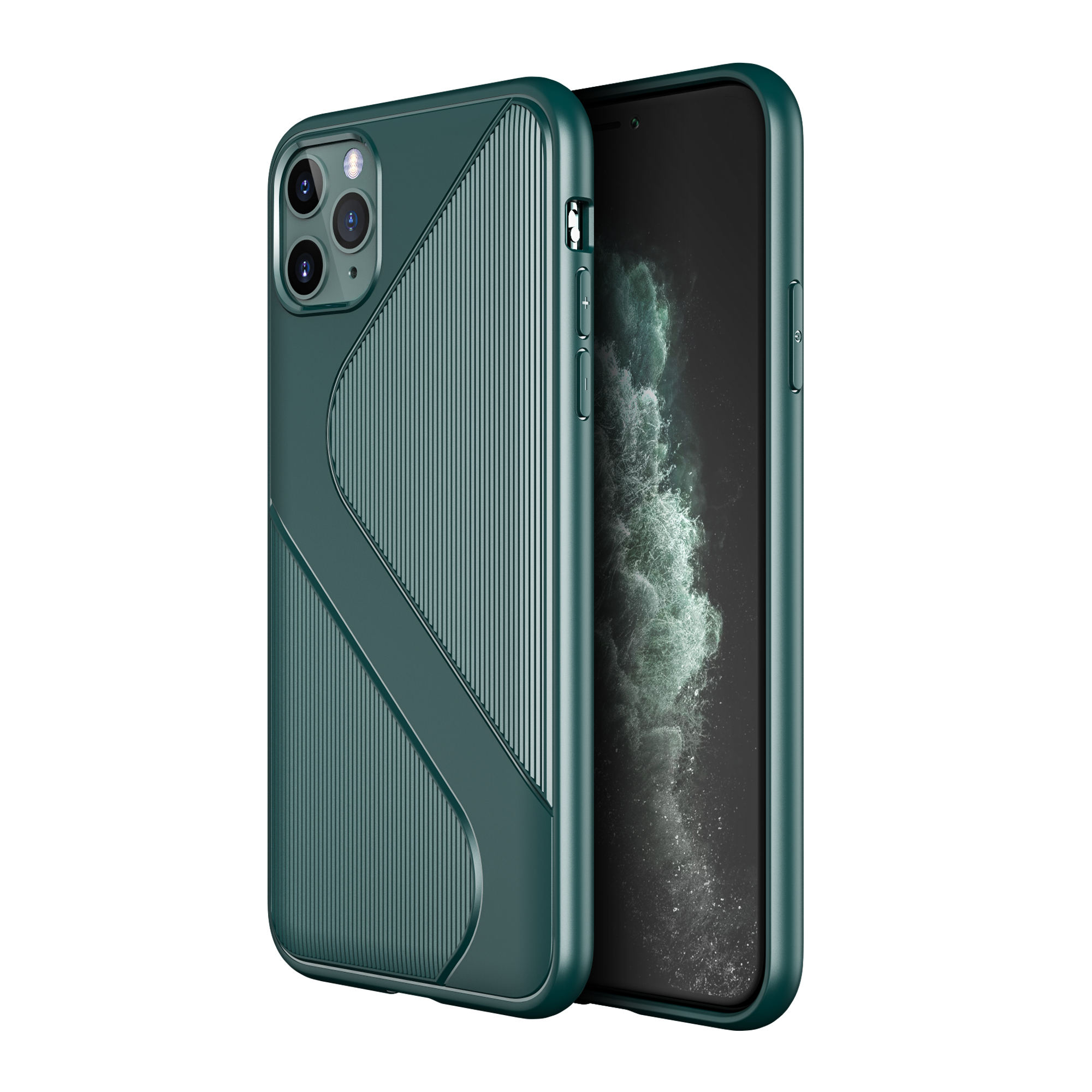 

S-shaped Textured Drop-proof TPU Phone Cover for iPhone 11 Pro 5.8 inch - Green, iPhone 11 Pro 5.8 inch