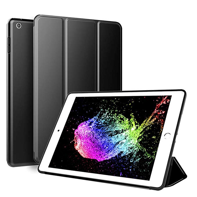 

Мягкий TPU Задний Чехол Кожаный Flip Планшетный Чехол Для IPad 9,7-дюймовый (2018) / (2017) - Чернить, iPad 9.7-inch (2018)