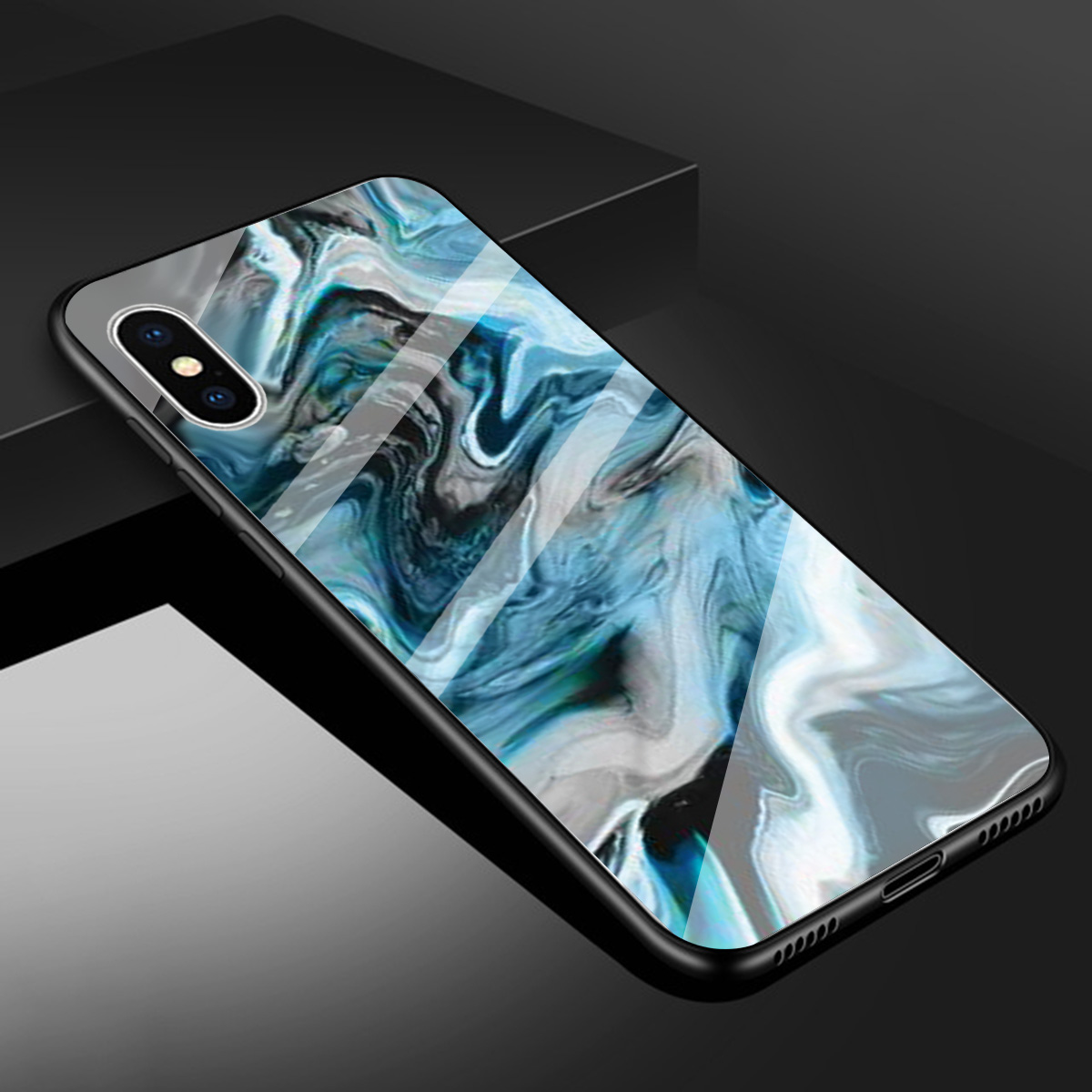 

Мраморная Текстура Закаленного Стекла Назад + TPU Гибридный Чехол Для IPhone XS / X - Стиль Б., iPhone XS 5.8 inch