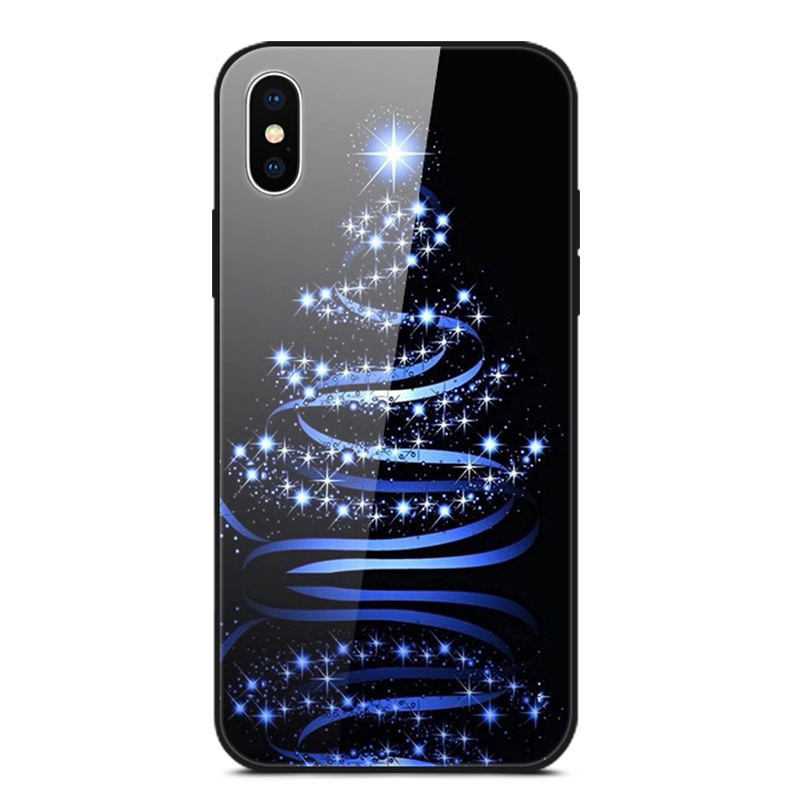 

Christmas Series Glass + PC + TPU Hybrid Cell Phone Case for iPhone X/XS 5.8 inch - Lights, iPhone XS 5.8 inch