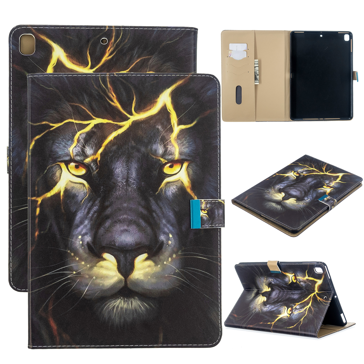 

Printing PU Leather Wallet Tablet Cover for iPad Air (2013)/Air 2/Pro 9.7 inch (2016)/9.7-inch (2017)/9.7-inch (2018) - Lion, iPad Air (2013)