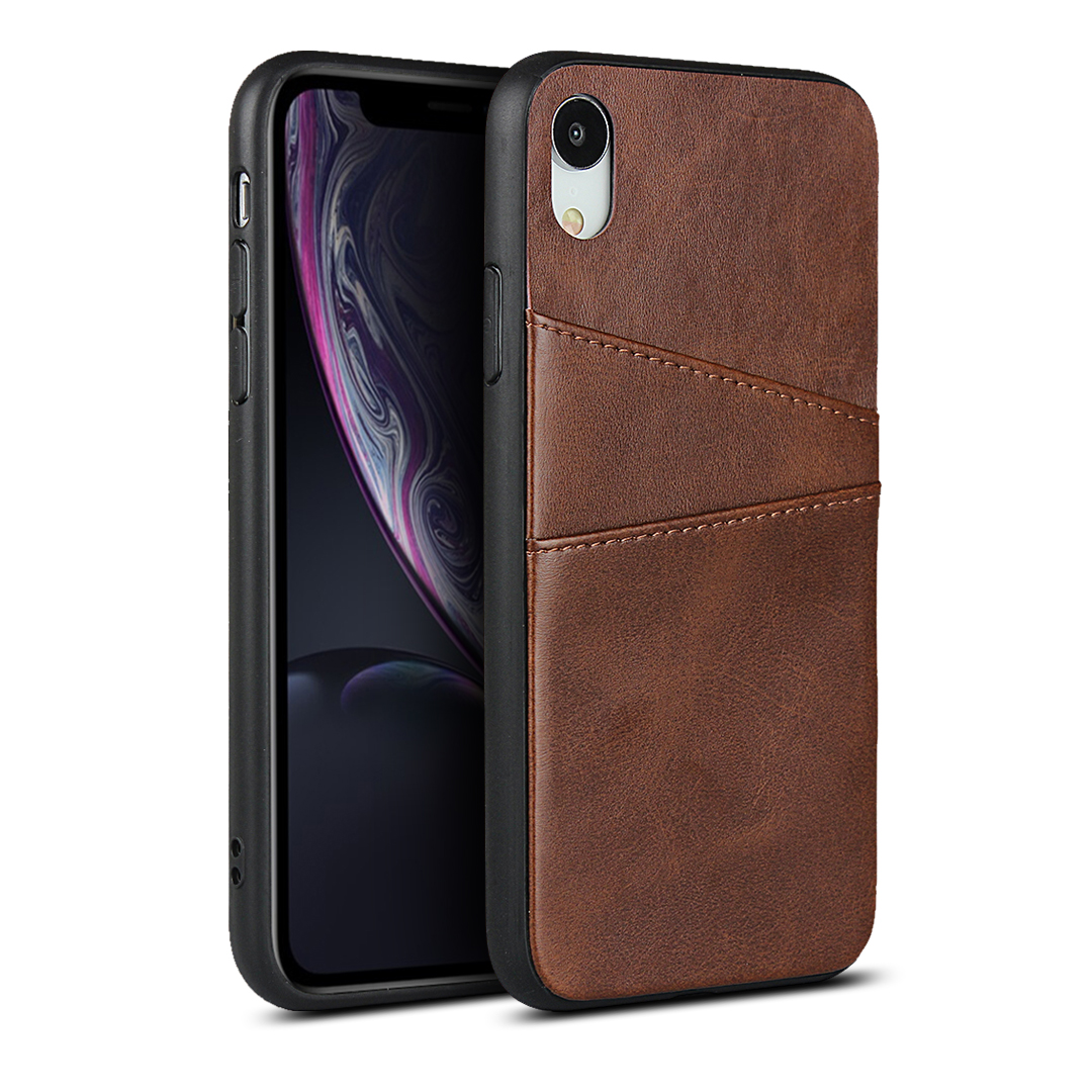 

PU Leather+PC Phone Case Case Slots Cover Для Apple Iphone XR 6,1 Дюйма - Кофе, iPhone XR 6.1 inch