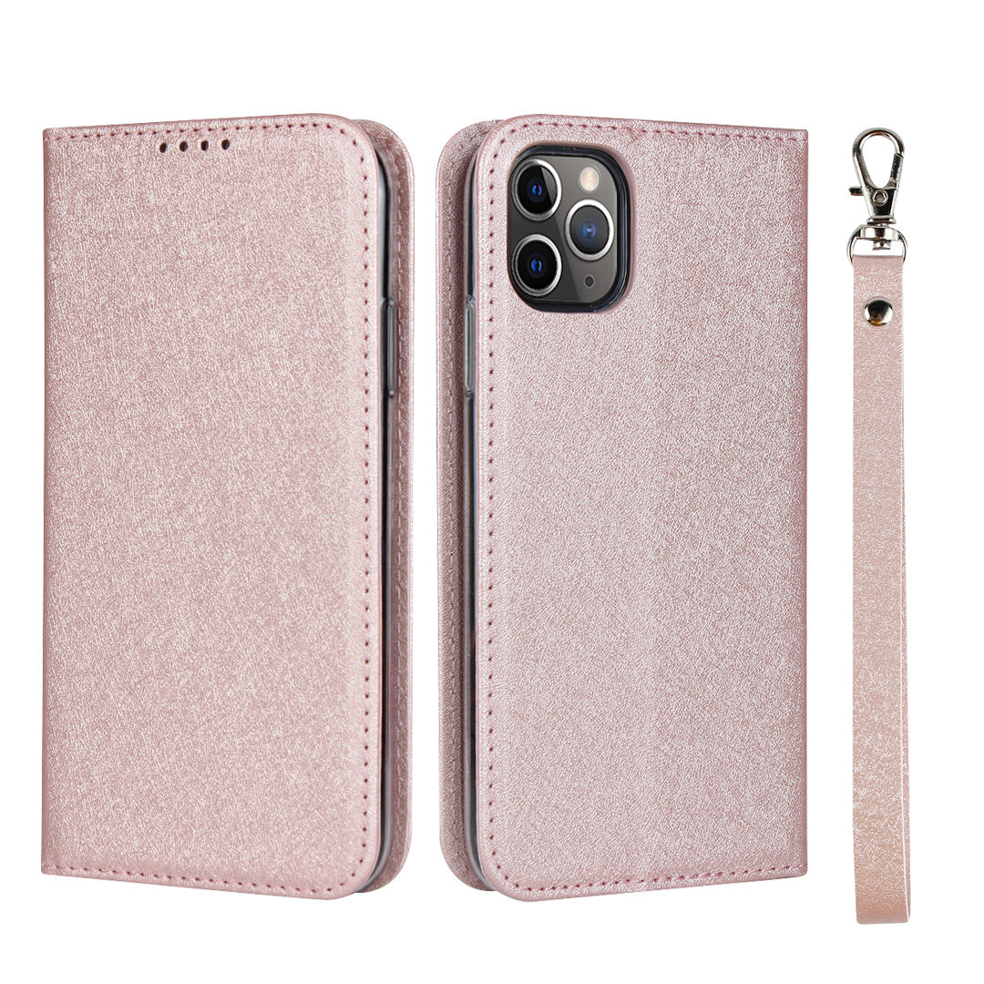 

Silk Skin Wallet Stand Cell Leather Phone Protective Case for iPhone 11 Pro 5.8 inch - Rose Gold, iPhone 11 Pro 5.8 inch