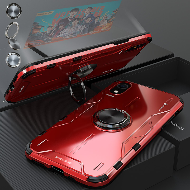 

Drop-proof Kickstand Metal Phone Cover for iPhone XR 6.1 inch - Red, iPhone XR 6.1 inch
