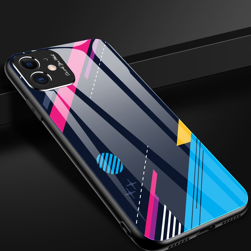 

Pattern Printing Tempered Glass + TPU Combo Case with Metal Lens Cover for iPhone 11 6.1 inch - Style B, iPhone 11 6.1 inch
