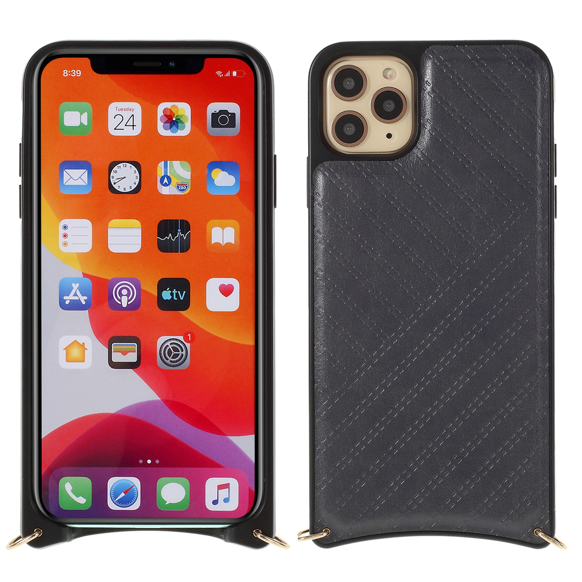 

MUTURAL Drop-proof Cell Phone Cover with Metal Strap for iPhone 11 Pro Max 6.5 inch - Grey, iPhone 11 Pro Max 6.5 inch