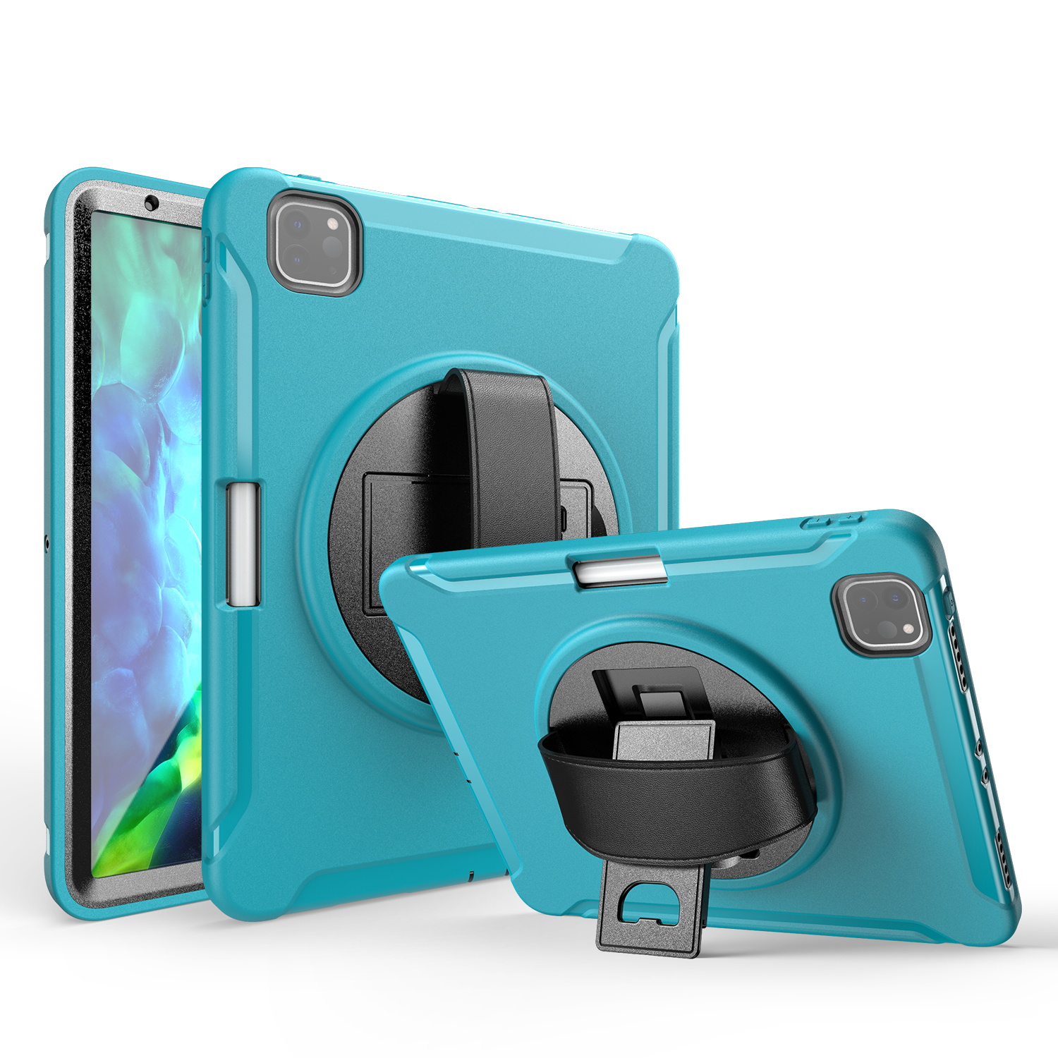 

360° Swivel Kickstand PC + TPU Tablet Shell with Pen Slot and Hand Strap for iPad Pro 11-inch (2018)/(2020)/(2021)/Air (2020)/Air (2022) - Green, iPad Pro 11-inch (2021)