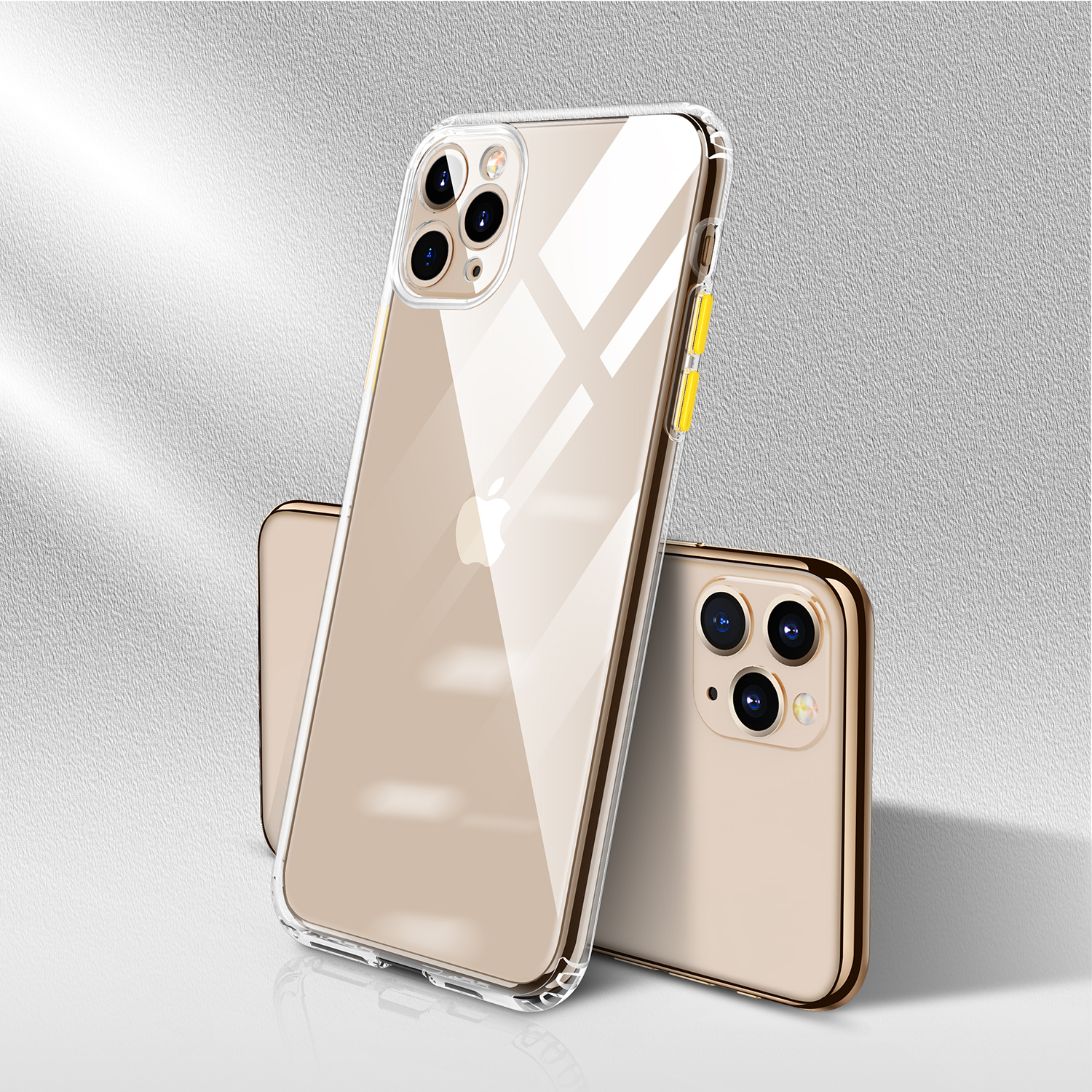 

Clear Shockproof Soft TPU Phone Case for iPhone 11 Pro Max 6.5 inch - Yelllow Button, iPhone 11 Pro Max 6.5 inch