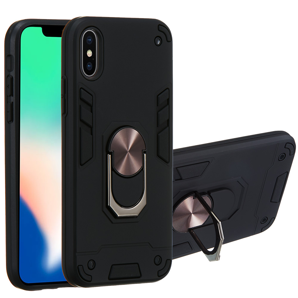 

Съемный 2-in-1 PC + TPU Combo Combo Combo Shell С Вращающимся Кибликатом Для IPhone X / XS 5,8 Дюйма - Чернить, iPhone X