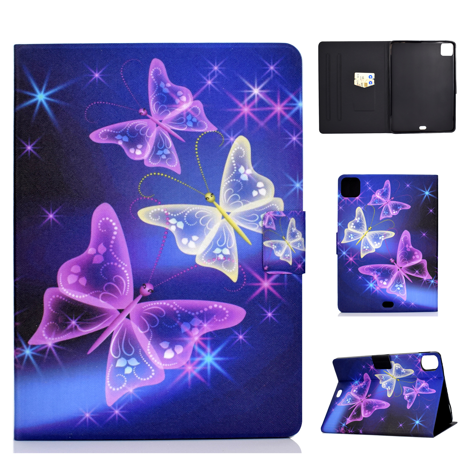 

Pattern Printing Leather Stand Tablet Cover for iPad Pro 11-inch (2022) / (2021)(2020) / (2018) - Purple Butterlies, iPad Pro 11 (2020)