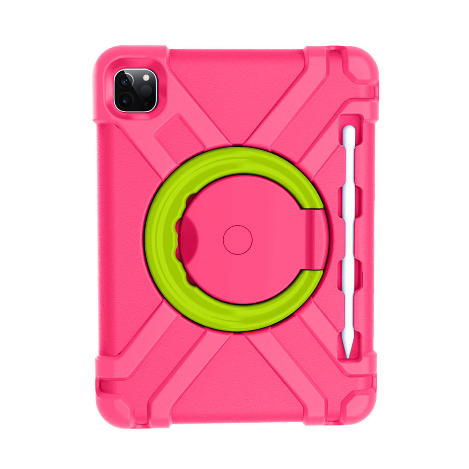 

360° Swivel Kickstand PC + TPU Hybrid Tablet Case for Apple iPad Air (2020)/Air (2022)/Pro 11-inch (2021)(2020) - Rose/Green, iPad Pro 11-inch (2021)