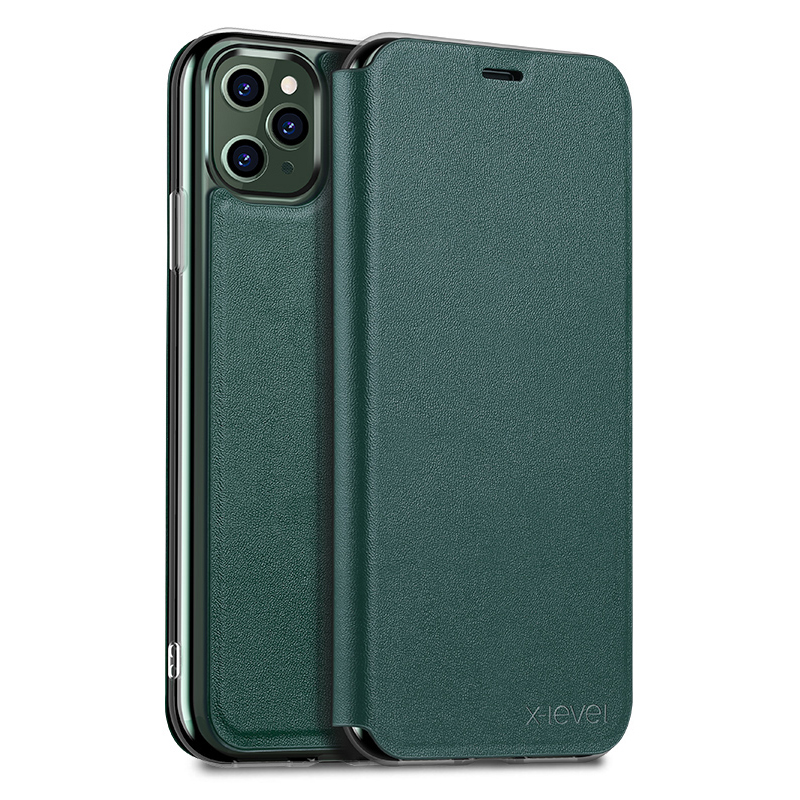 

X-LEVEL SHANDOO SERIES PU Leather + TPU Stand Phone Cover for iPhone 11 Pro Max 6.5-inch - Green, iPhone 11 Pro Max 6.5 inch