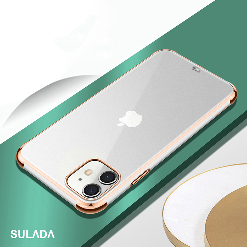 

SULADA Electroplating Frame TPU Cell Phone Cover for iPhone 11 6.1-inch - White, iPhone 11 6.1 inch