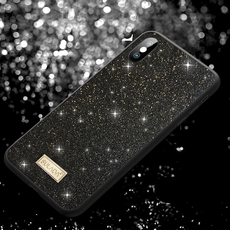 

SULADA Dazzling Glittery Surface Leather Coated TPU Case for iPhone XS Max 6.5 inch - Black, iPhone XS Max 6.5 inch
