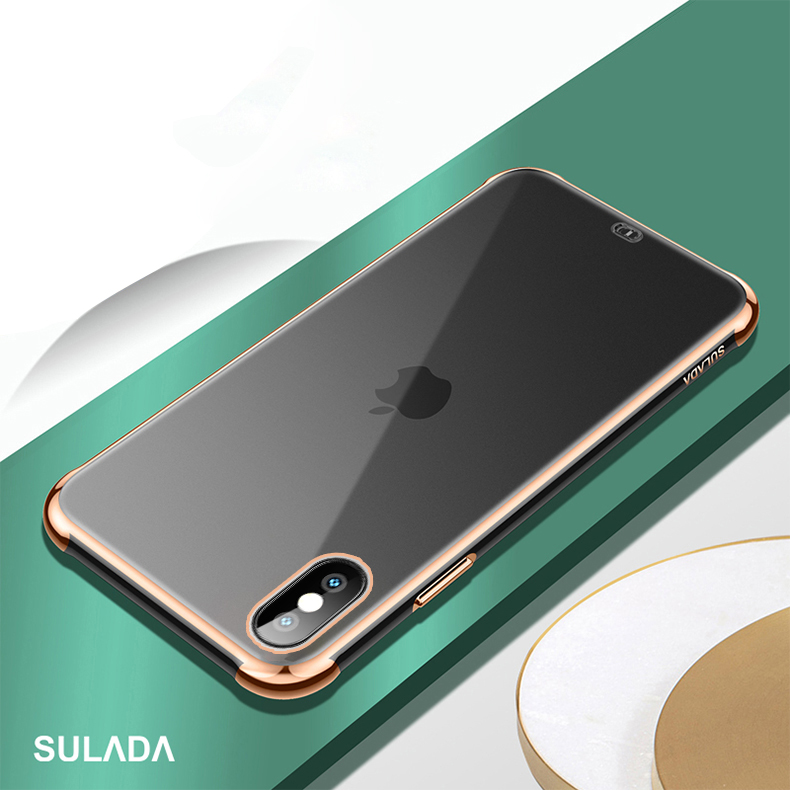 

SULADA Electroplating Frame TPU Phone Cover Case for iPhone X / XS 5.8-inch - Black, iPhone X