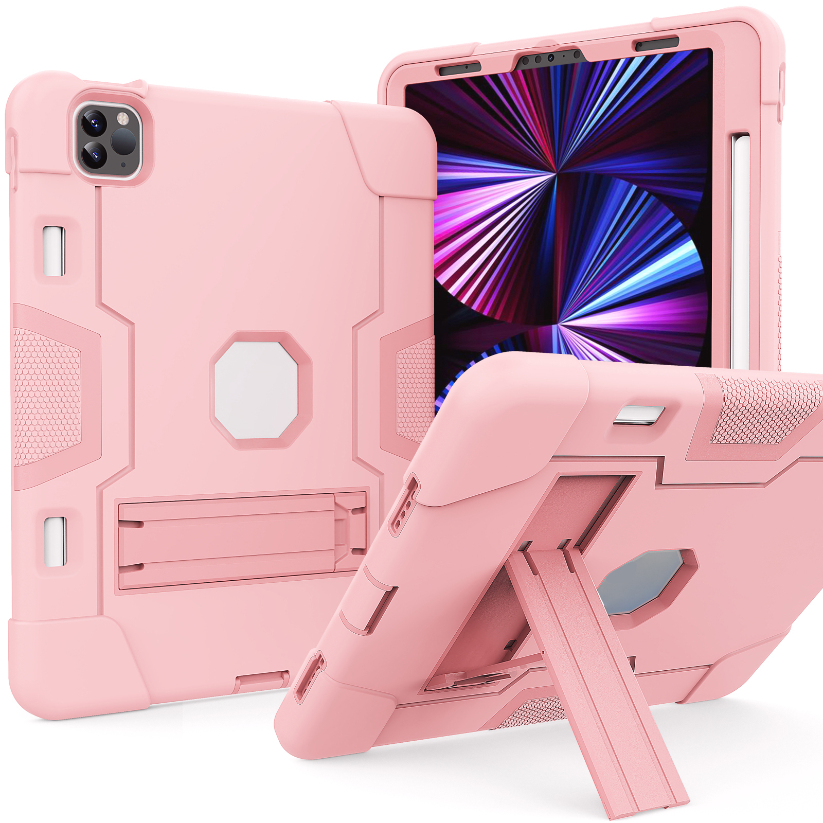 

Shockpereprote TPU + PC Cover с Kickstand Для Apple Ipad Pro 11-дюймовый (2021)/(2020)/(2018) - Розовый, iPad Pro 11-inch (2021)
