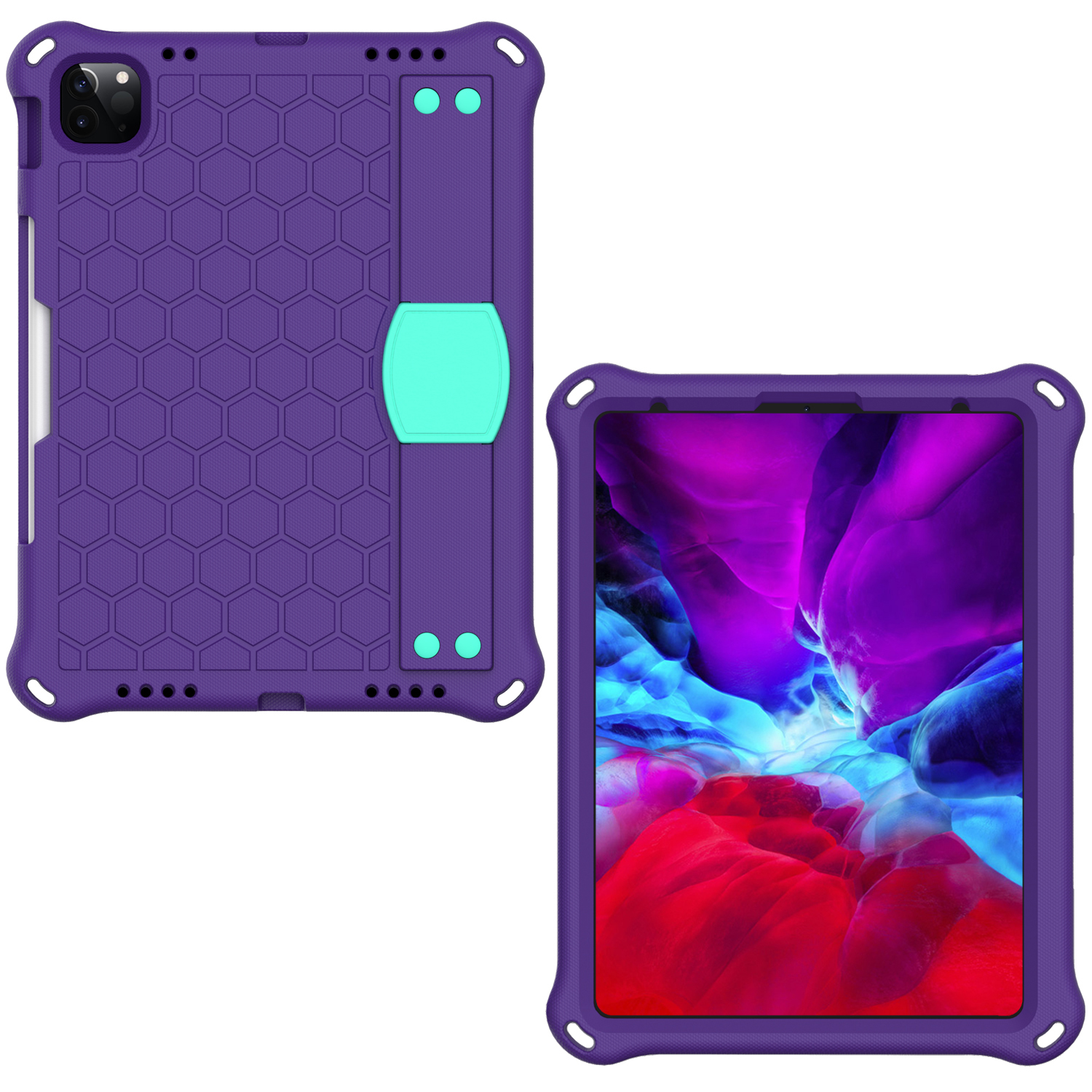 

Хибридный Планшет с Сотовой Текстурой EVA Для Ipad Pro 11-дюймовый (2021)/(2020)/(2018) - Фиолетовый/голубой, iPad Pro 11 (2020)