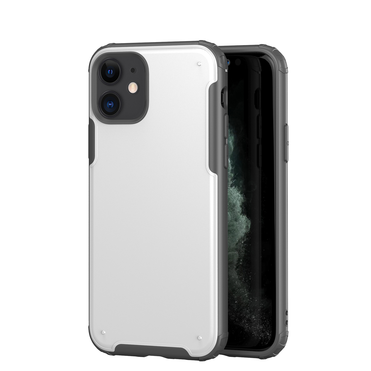 

Quality PC + TPU Phone Case for iPhone 11 6.1-inch - Silver, iPhone 11 6.1 inch