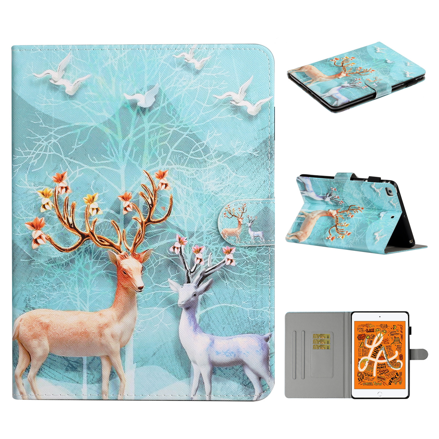 

Pattern Printing Multi-angle Stand Leather Card Slot Tablet Shell for iPad Mini 1/2/3/4/Mini (2019) 7.9 inch - Elk, iPad mini (2019) 7.9 inch