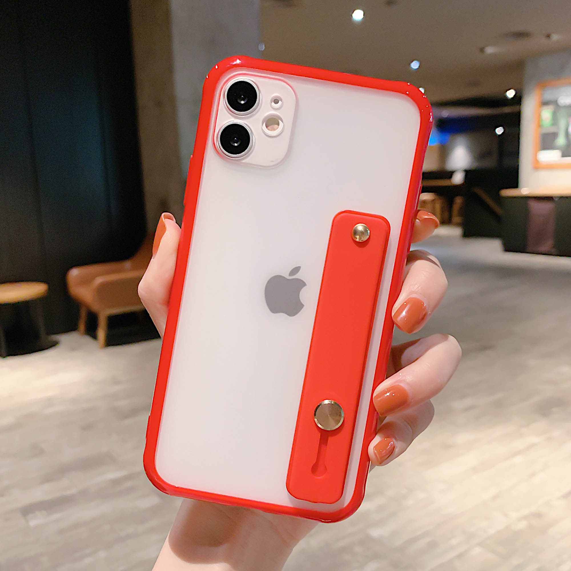 

Matte Hand Strap Kickstand TPU + PC Hybrid Phone Cover for iPhone 11 6.1 inch - Red, iPhone 11 6.1 inch