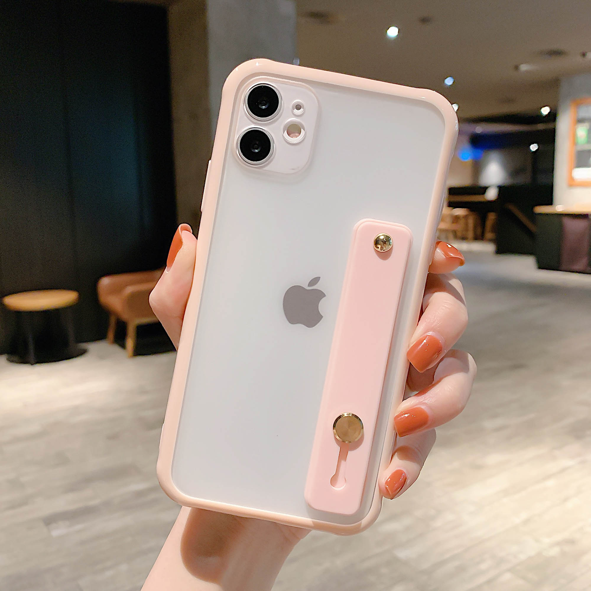 

Matte Hand Strap Kickstand TPU + PC Hybrid Phone Cover for iPhone 11 6.1 inch - Pink, iPhone 11 6.1 inch