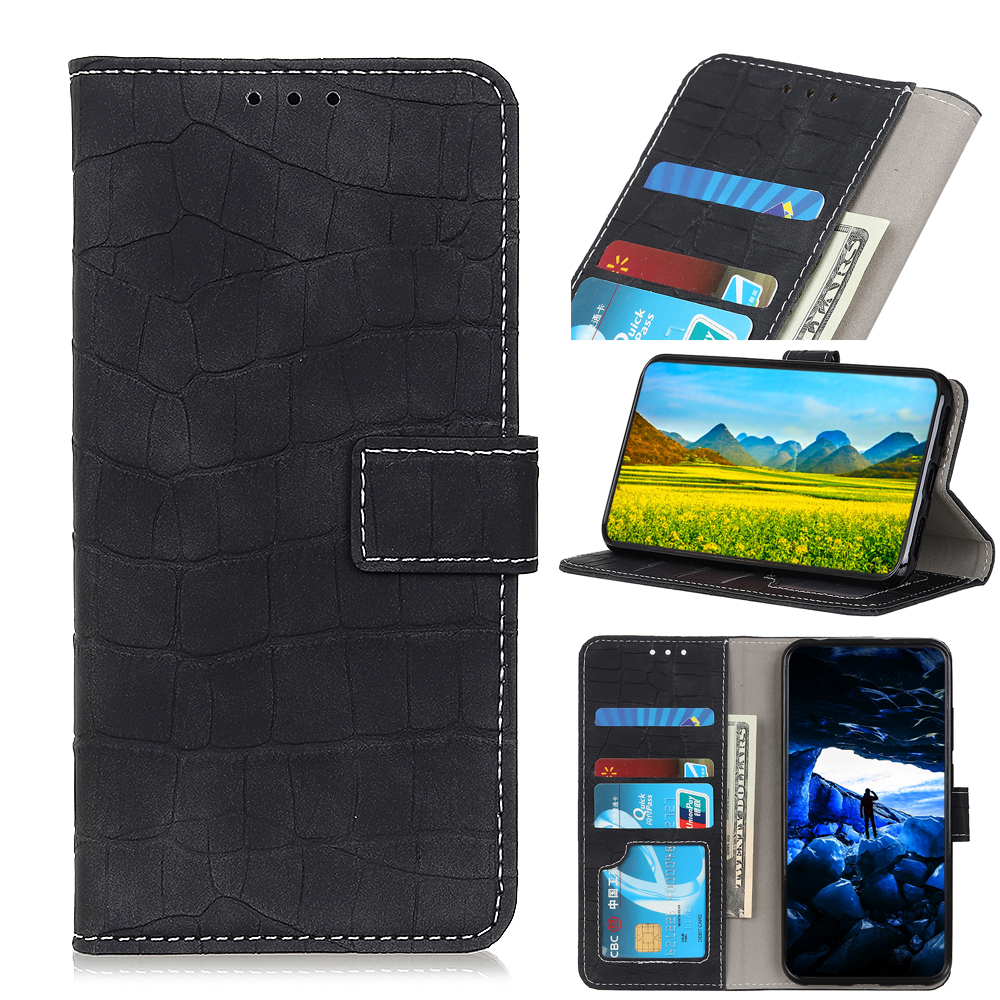 

Crocodile Skin Leather Wallet Case for iPhone 12 Pro/12 - Black, iPhone 12 Pro