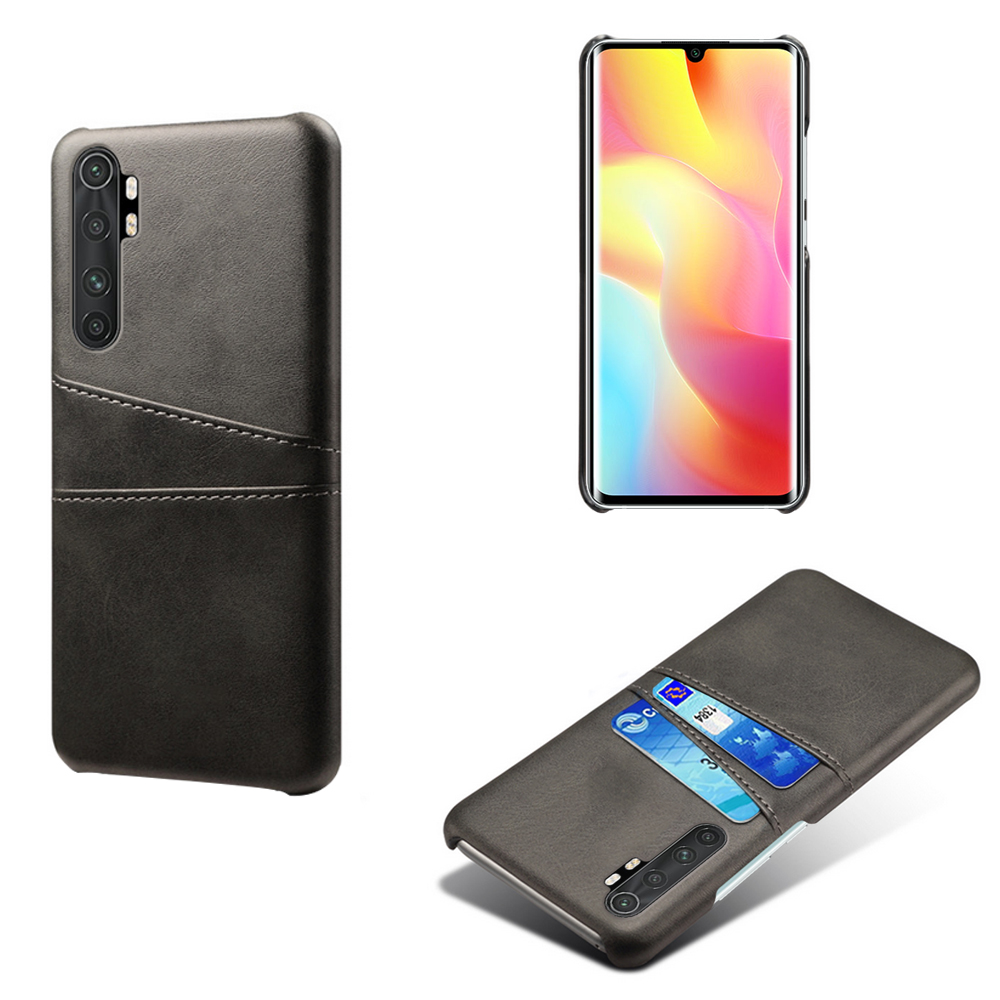 

KSQ Double Card Slots PU Lederbeschichtete PC Stylish Hülle Für Xiaomi Mi Note 10 Lite - Schwarz, Xiaomi Mi Note 10 Lite