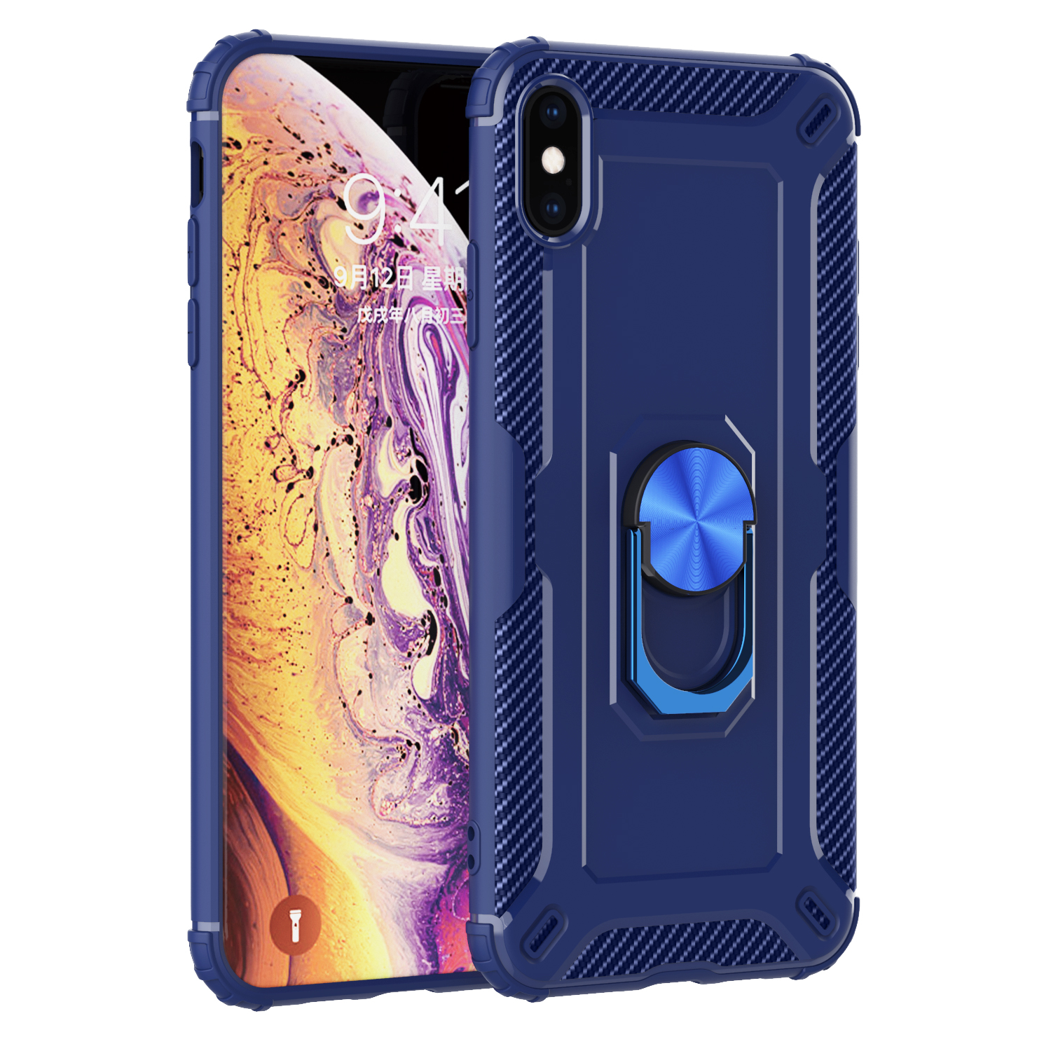 

Kickstand Finger Ring TPU Protective Phone Case for iPhone XS/X 5.8-inch - Blue, iPhone XS 5.8 inch