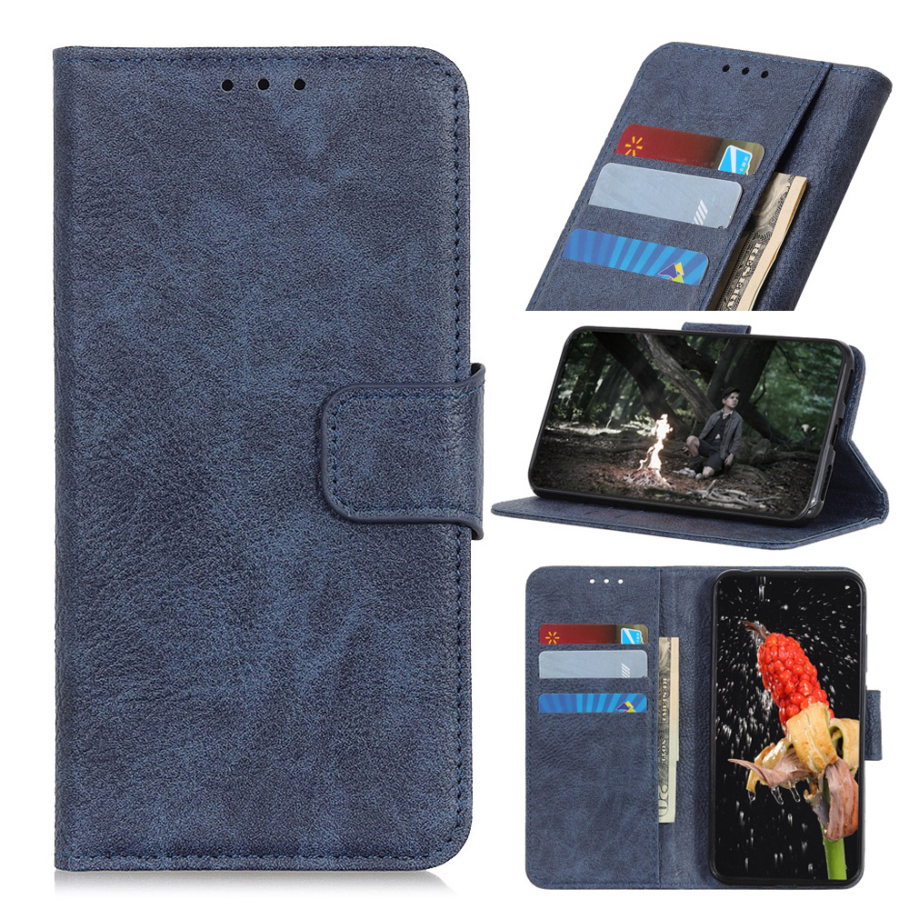 

Litchi Skin Wallet Leather Unique Cover for iPhone 12 Pro/12 - Blue, iPhone 12