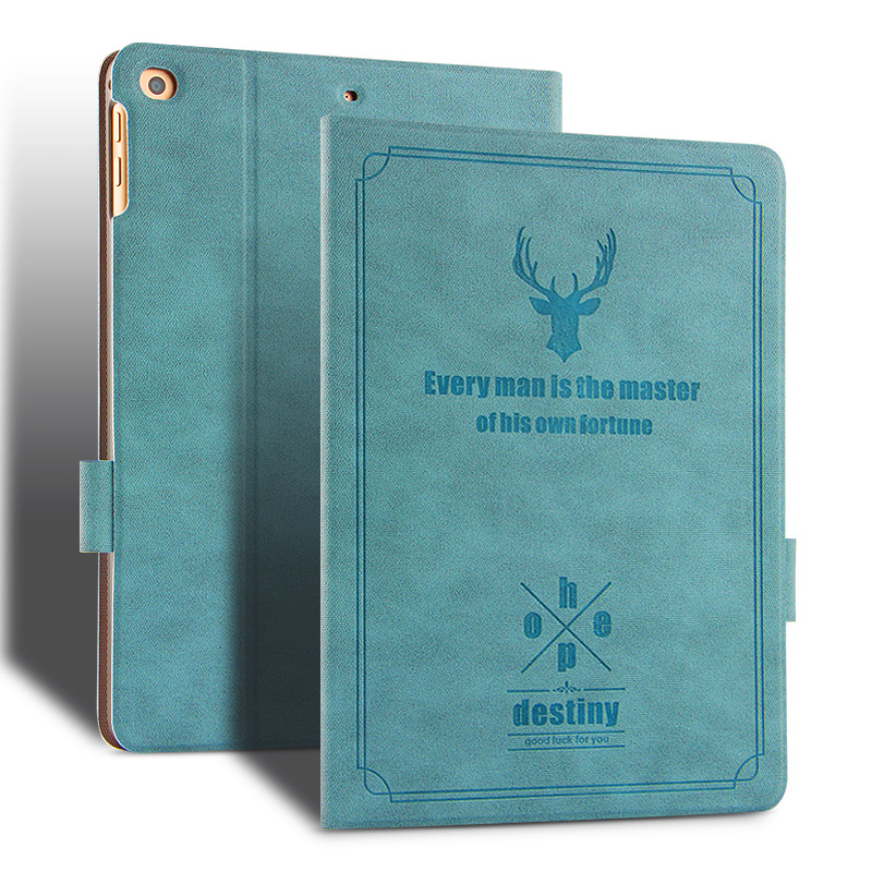 

Imprint Deer and Quote Leather Shell for iPad Air (2013)/iPad Air 2/iPad 9.7-inch (2017)/(2018) - Blue, iPad 9.7-inch (2018)