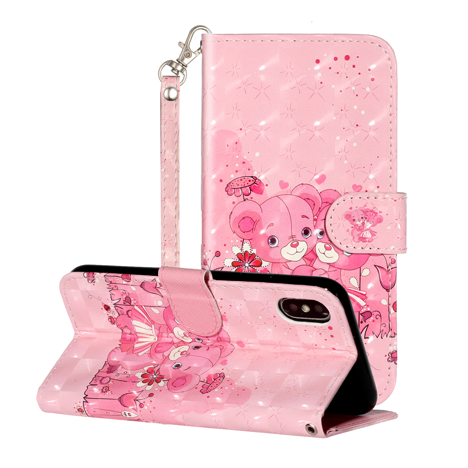 

Light Spot Decor Pattern Printing Wallet Stand Leather Phone Cover for iPhone XS Max 6.5 inch - Bears, iPhone XS Max 6.5 inch