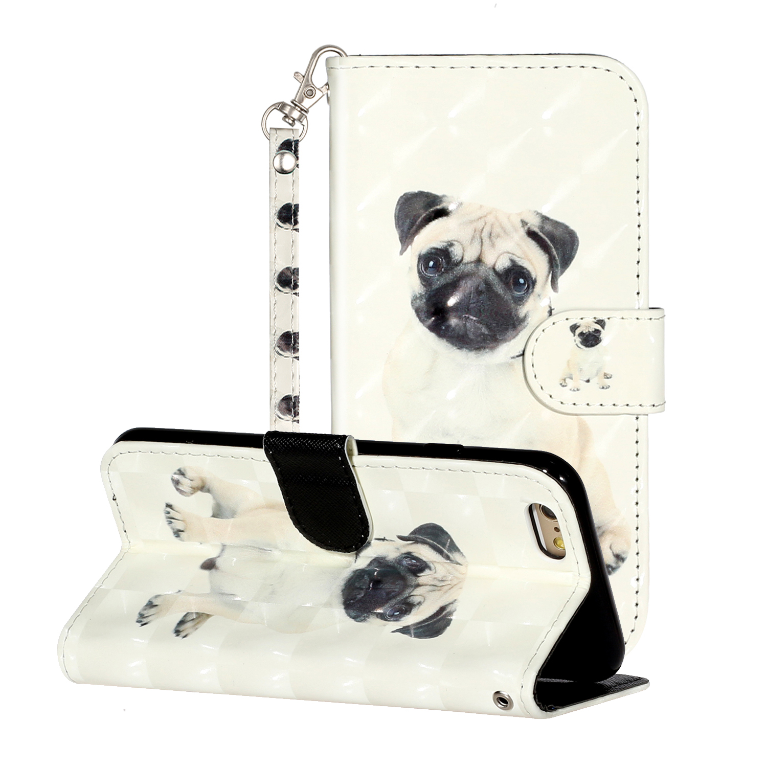 

Световой Точечный Декор Pattern Photion Wallet Stand Кожаный Телефон Оболочки Для IPhone 6 Plus / 6s Plus 5,5 Дюйма - Собака, iPhone 6s Plus 5.5-inch