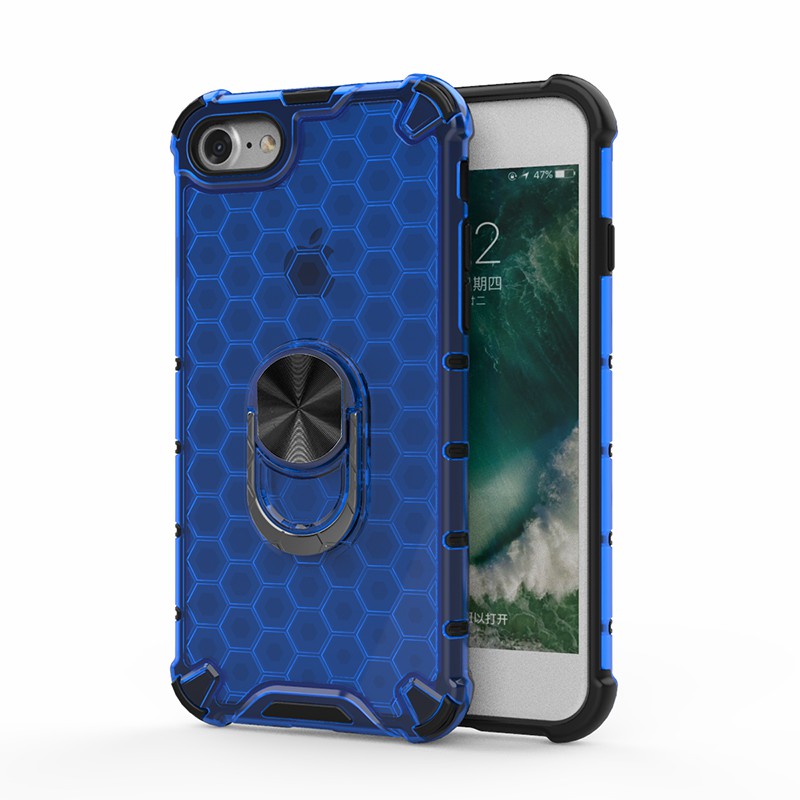 

Кольцо с Кольцом Пальца Подставка Для Сотовой Паттерны TPU + PC Hybrid Shell Для Iphone SE (2020)/SE (2022)/8/7 - Синий, iPhone SE (2nd Generation)